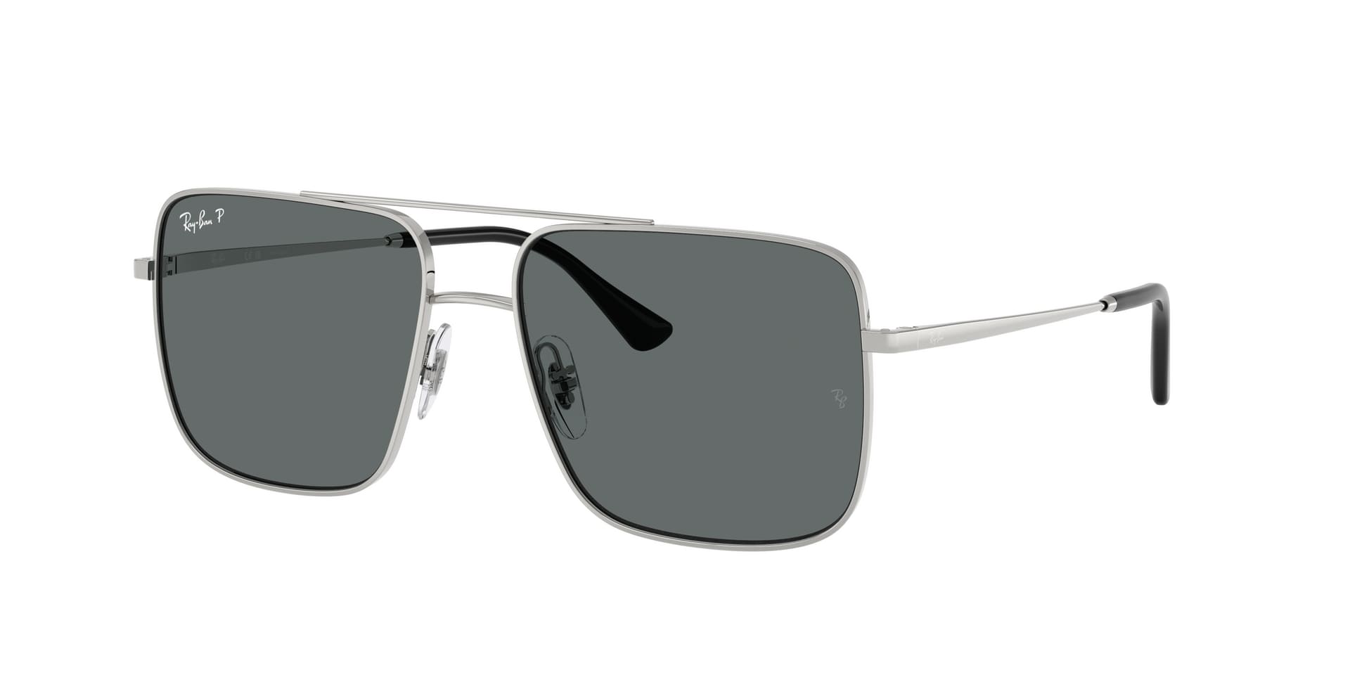 Ray-Ban Ari RB3758 003/81 - monture fine argentée, verres polarisés gris