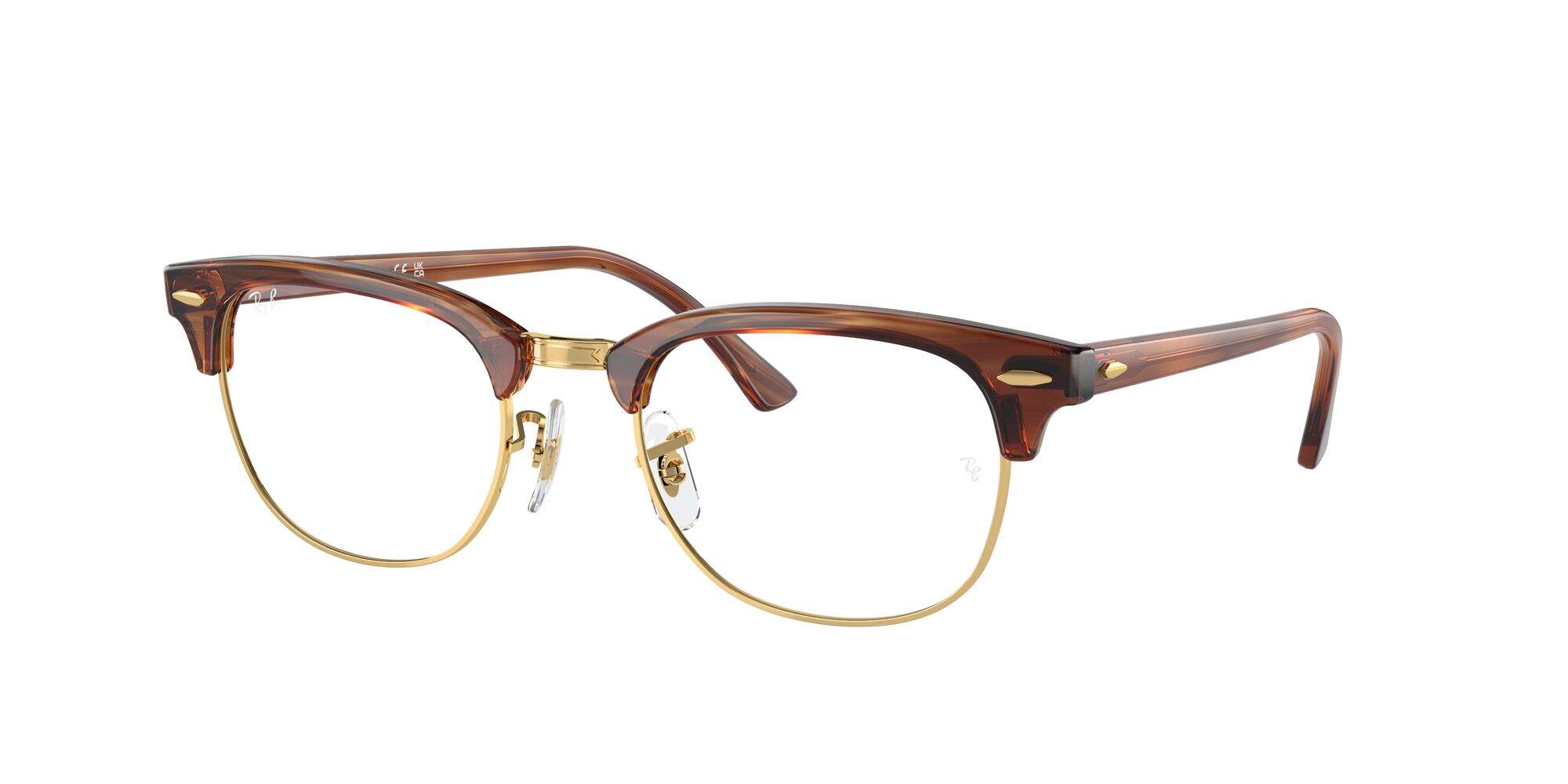 Ray-Ban Clubmaster RX5154 striped brown on gold — monture optique